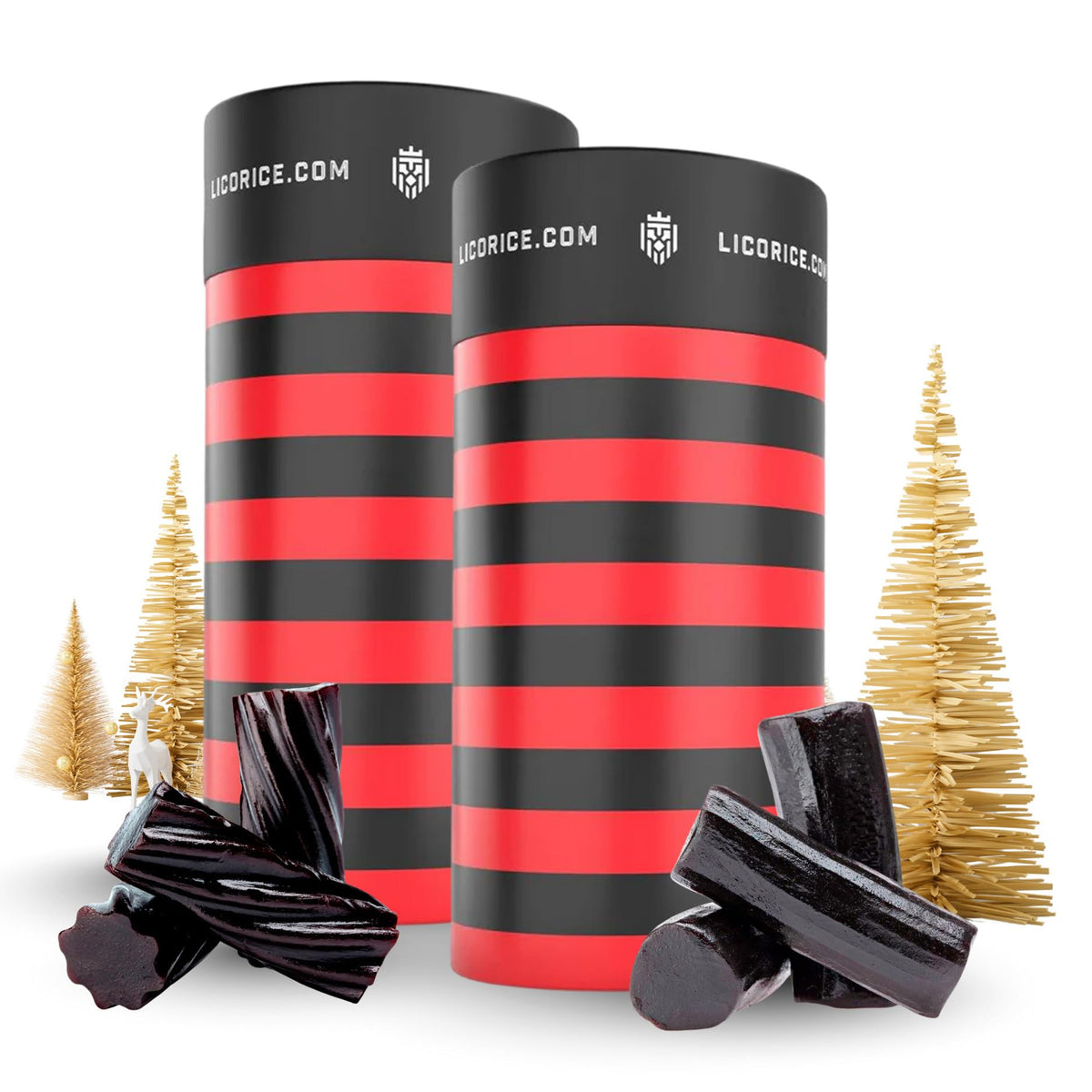 Goat Foods Australian Black Twists in a cylindrical container, ideal for gifting