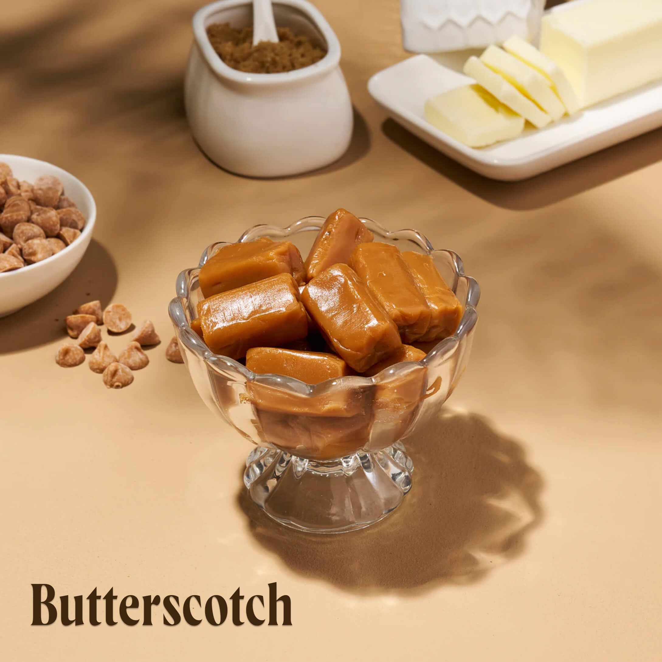 Goat Foods butter rum caramel close-up, soft melt-in-mouth texture.