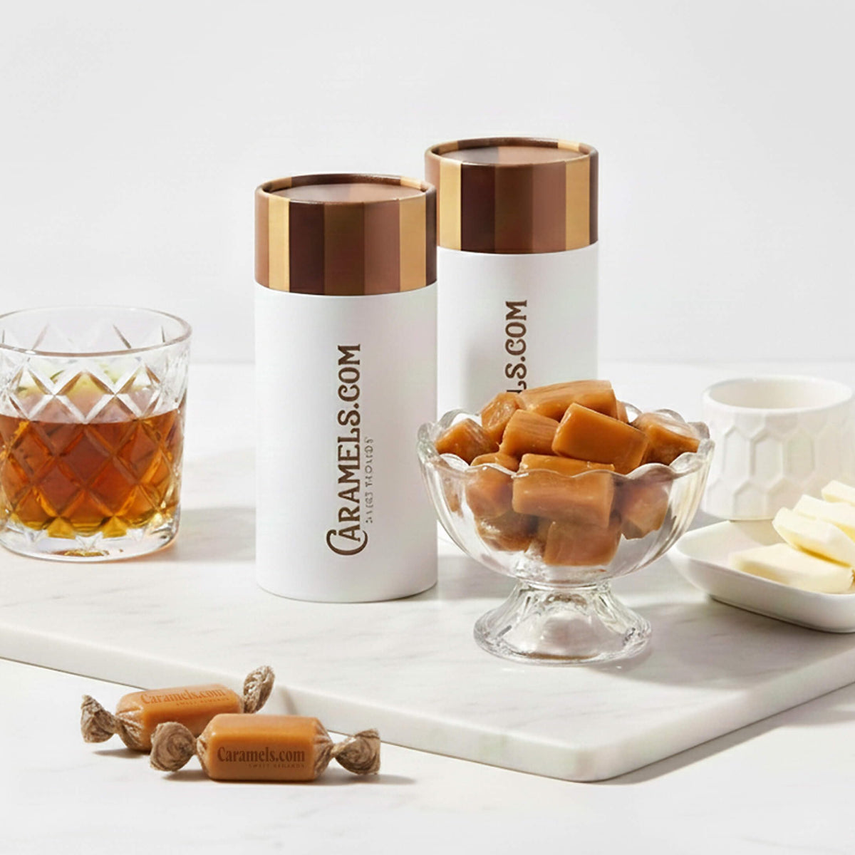 Goat Foods caramels duo pack in colorful cylindrical containers, gift-ready.
