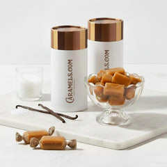 Goat Foods sea salt caramels tubes, elegant gift-ready packaging for celebrations.