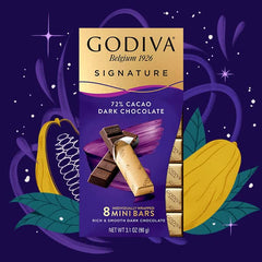 Godiva on-the-go luxury: compact dark chocolate bars for quick, satisfying indulgence.