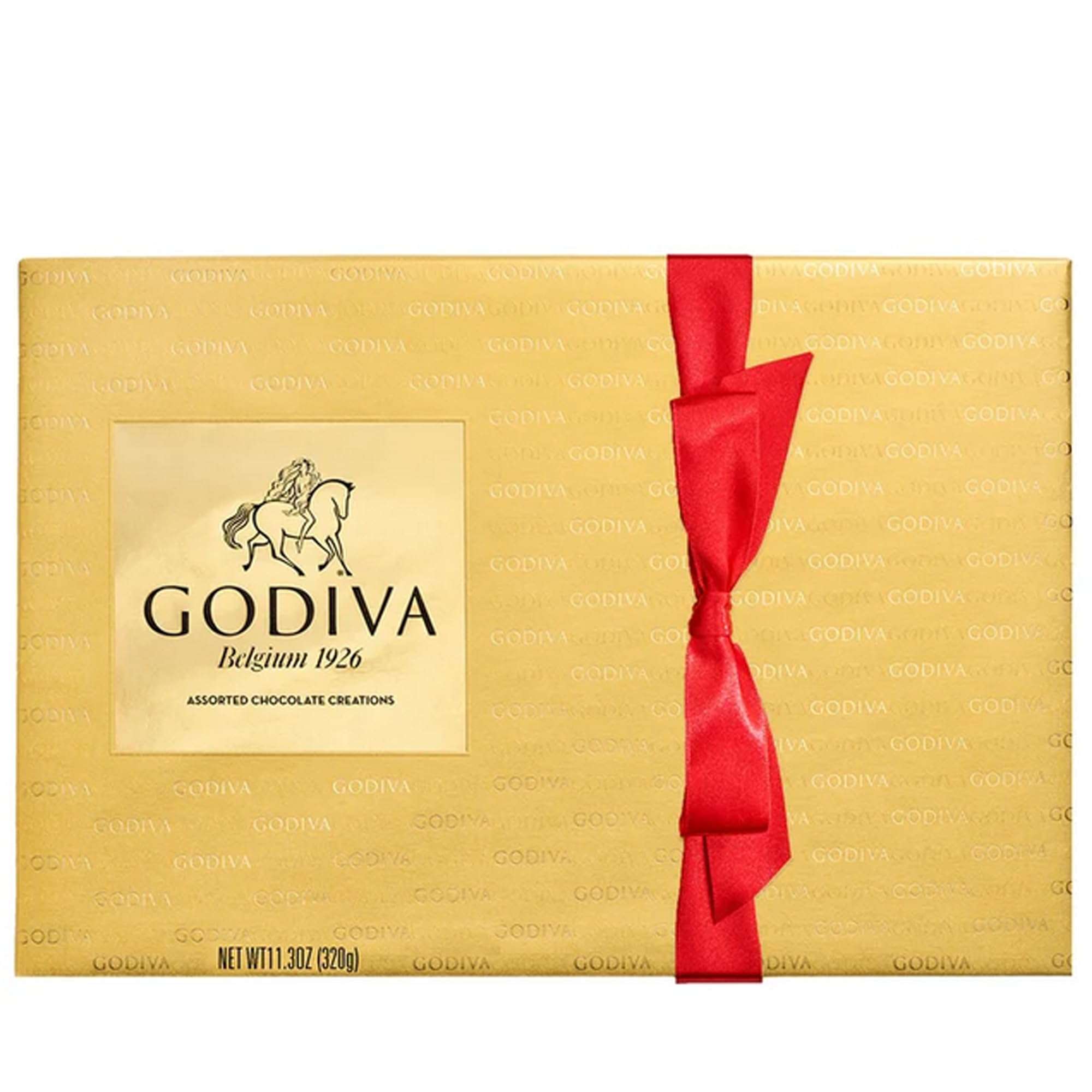 Godiva Chocolatier Goldmark assorted chocolates box front, gift-ready presentation.