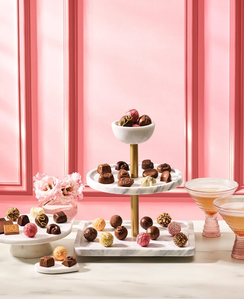 Godiva gift box angled view, elegant presentation for celebrations