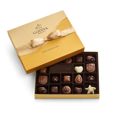 Godiva Gold Ribbon 18-Piece Gift Box front view, ideal for gifting celebrations.