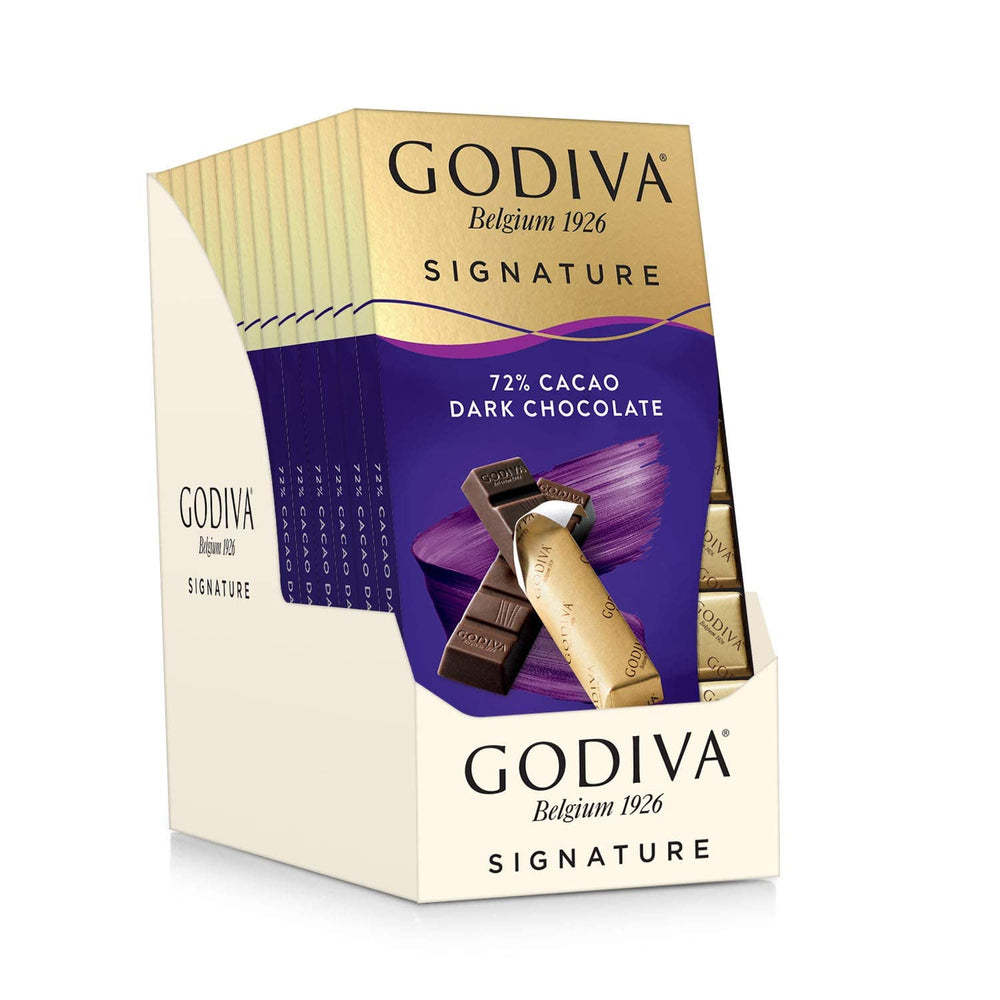 Godiva Signature Mini Bars box open, elegant presentation ideal for gifting.
