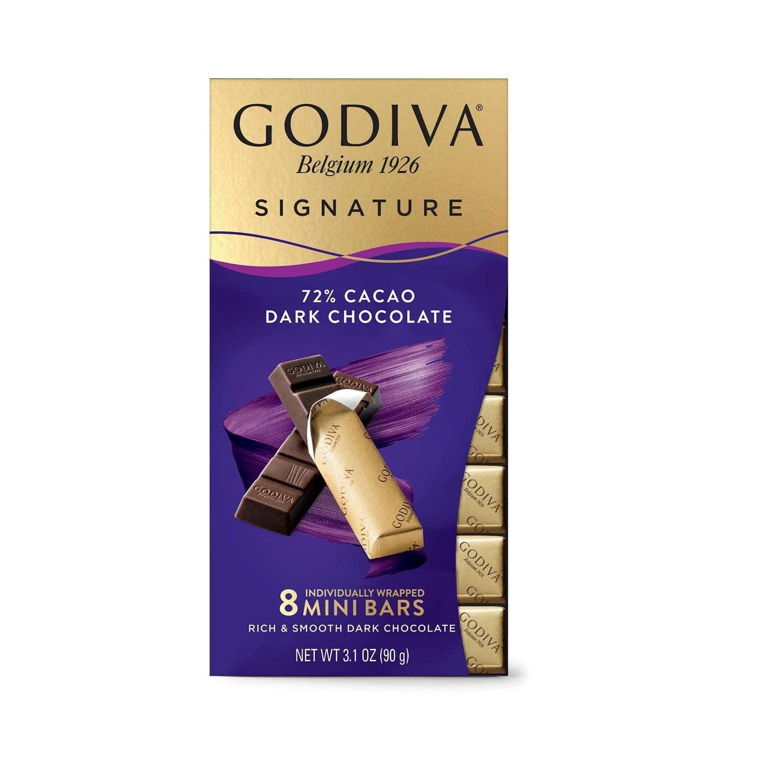 Godiva Signature Mini Bars chocolate bars, rich cacao flavor for a refined tasting experience.