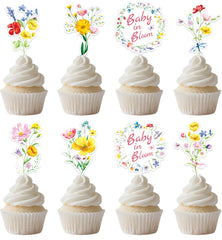 GodMax Baby In Bloom wildflower cupcake toppers with vibrant floral design for cakes