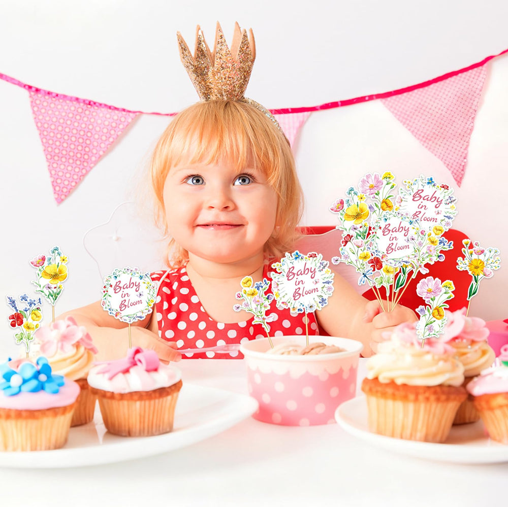 GodMax Baby In Bloom toppers show vivid floral patterns for desserts