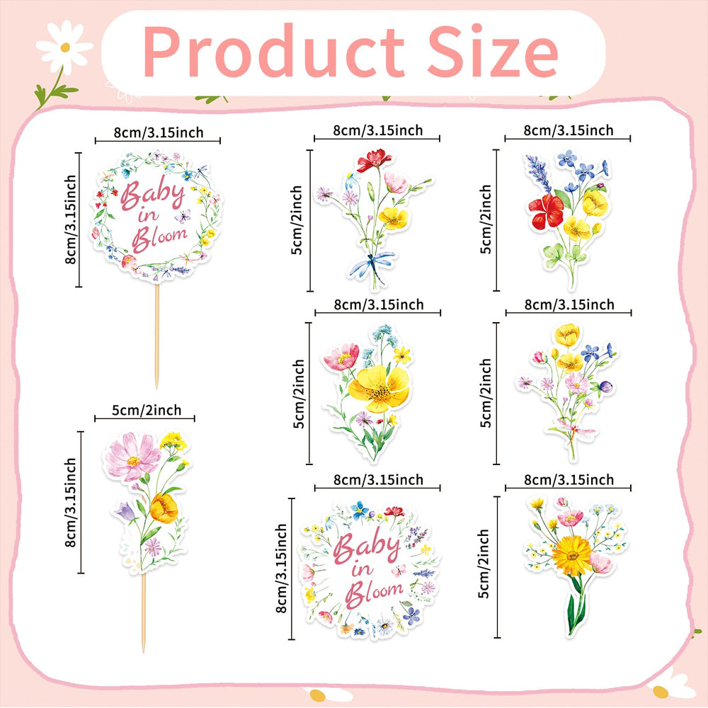 GodMax wildflower toppers with bamboo sticks for quick DIY cake decorating