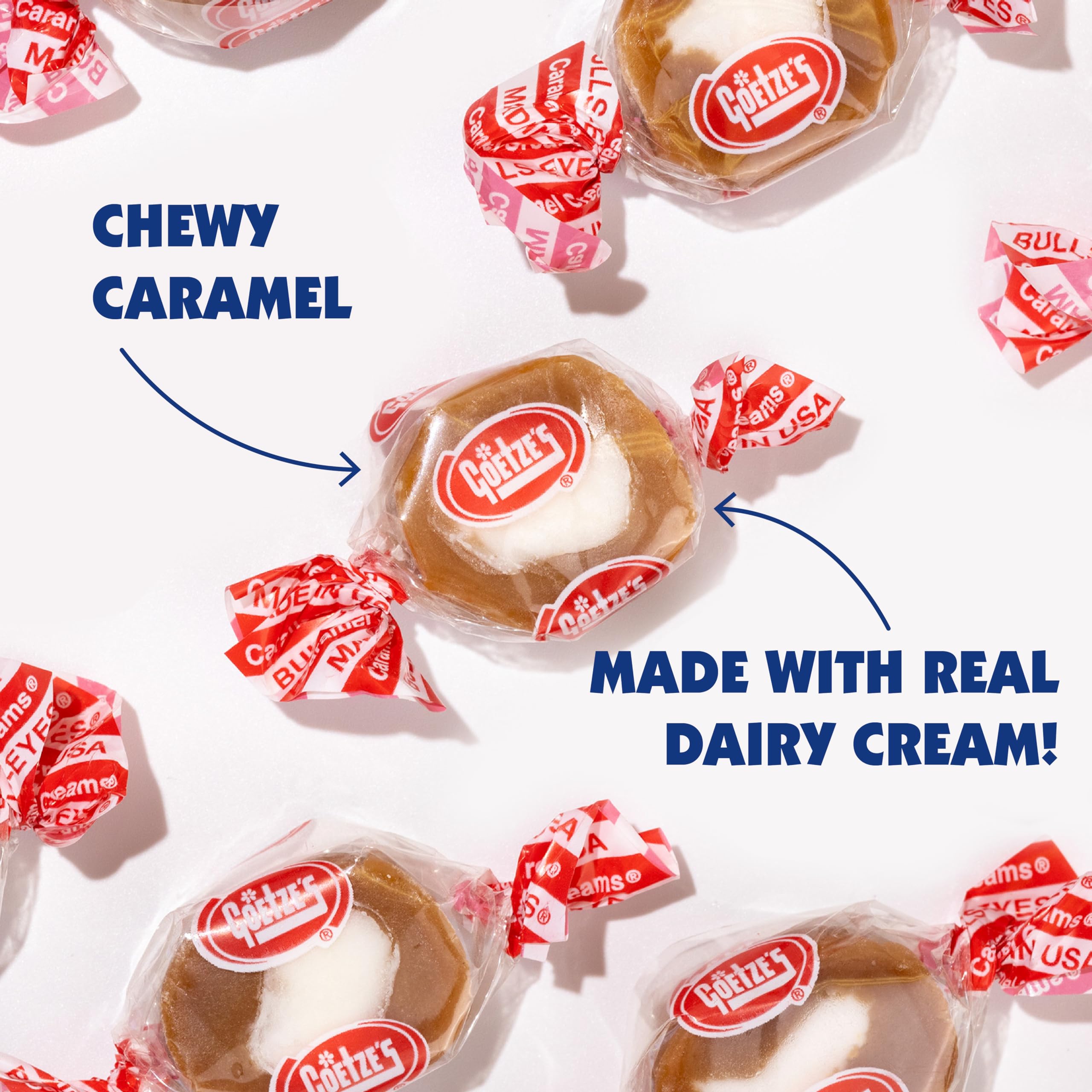 Goetze's Fresh from Factory label signals authentic candy experience.
