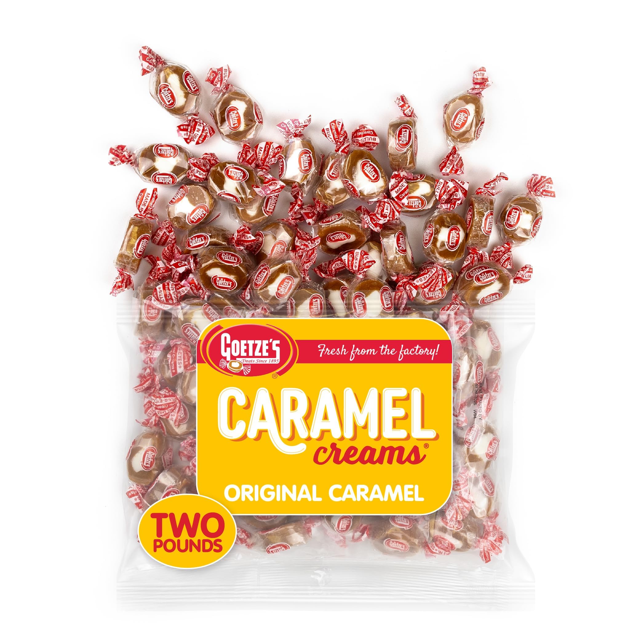 Goetze's Vanilla Caramel Creams bag front showing brand and ready-to-share sweetness.