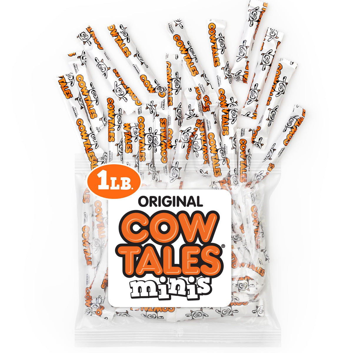 Goetze's Vanilla Cow Tales Minis 1 lb bag, fresh from the factory.