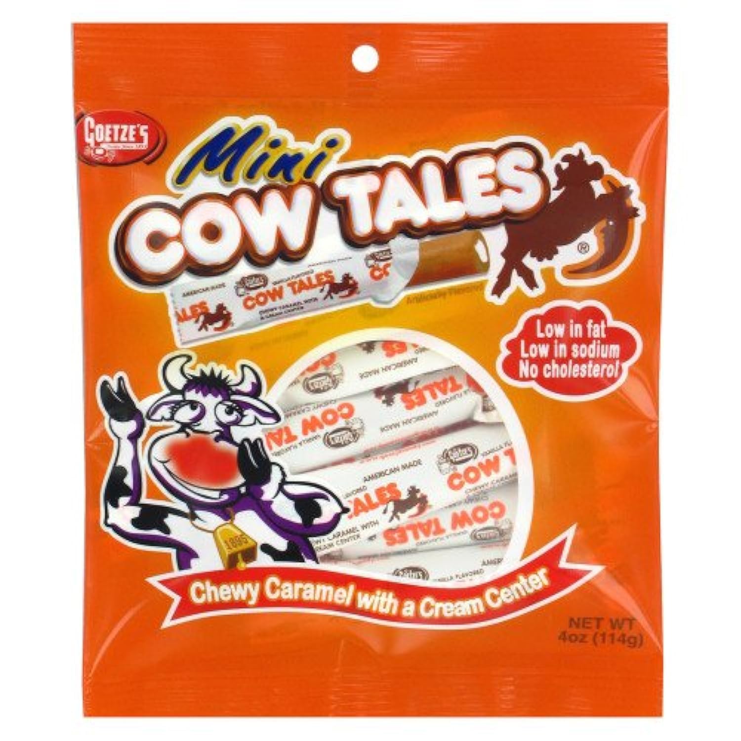 Goetze's Vanilla Cow Tales Minis packaging highlights fresh cream caramel, ideal for on-the-go snacking.
