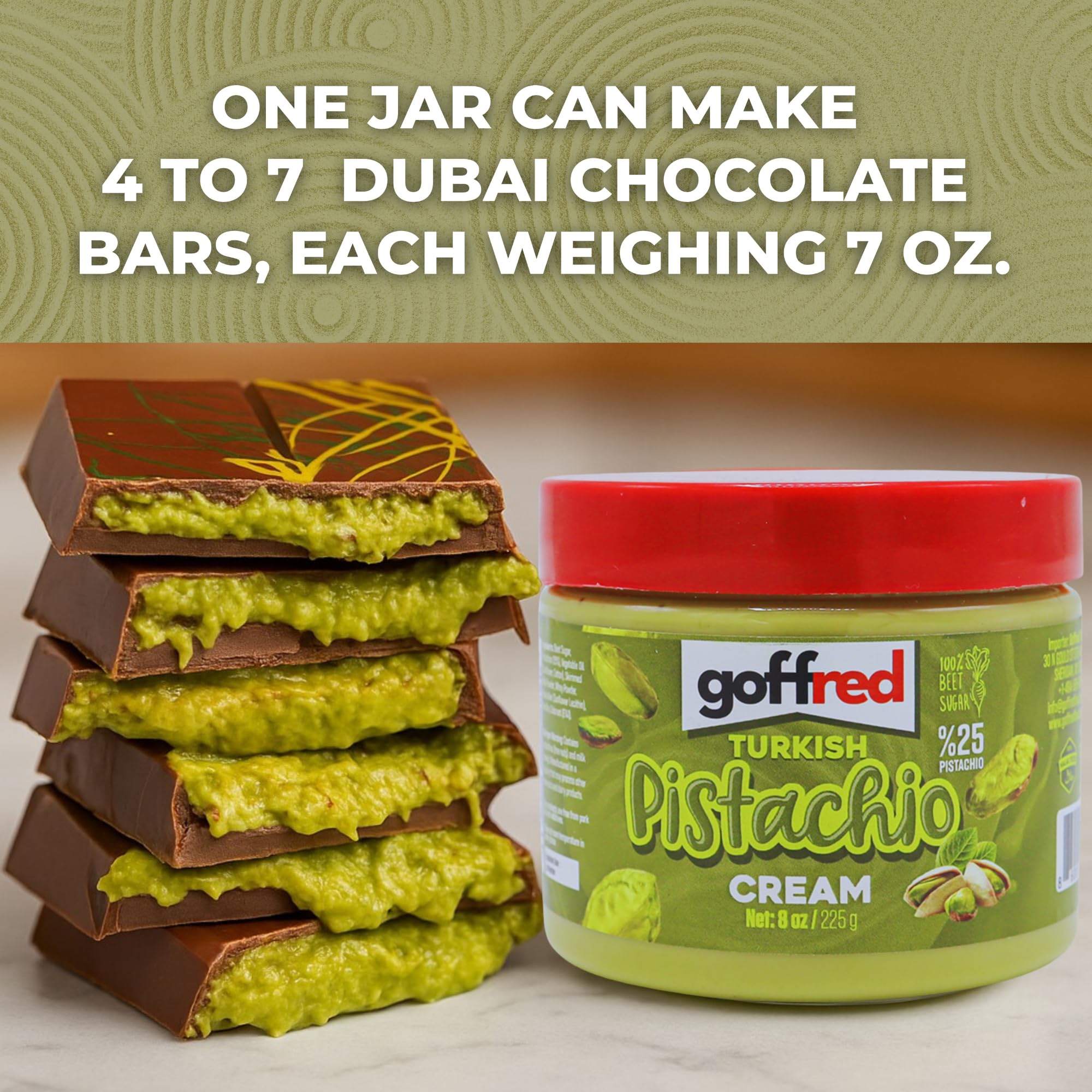 GOFFRED Pistachio Cream swirled on ice cream for velvety nuttiness