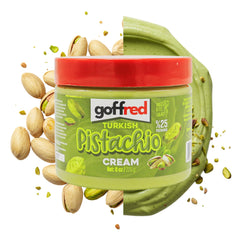 GOFFRED Pistachio Cream jar closeup showing creamy texture for desserts