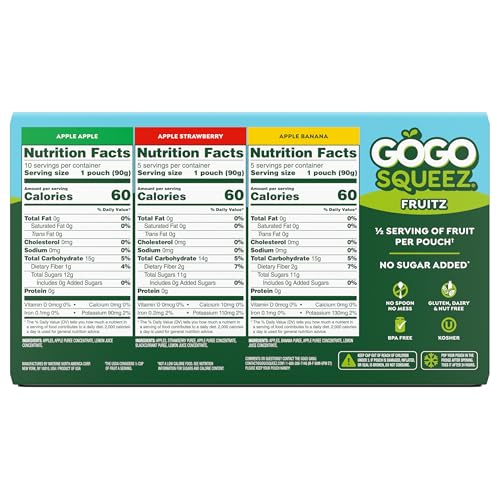 GoGo squeeZ Apple Banana puree pouch ideal for lunchboxes and travel.