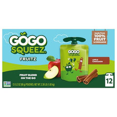 GoGo squeeZ Apple Cinnamon 12-pack display in pantry or lunchbox