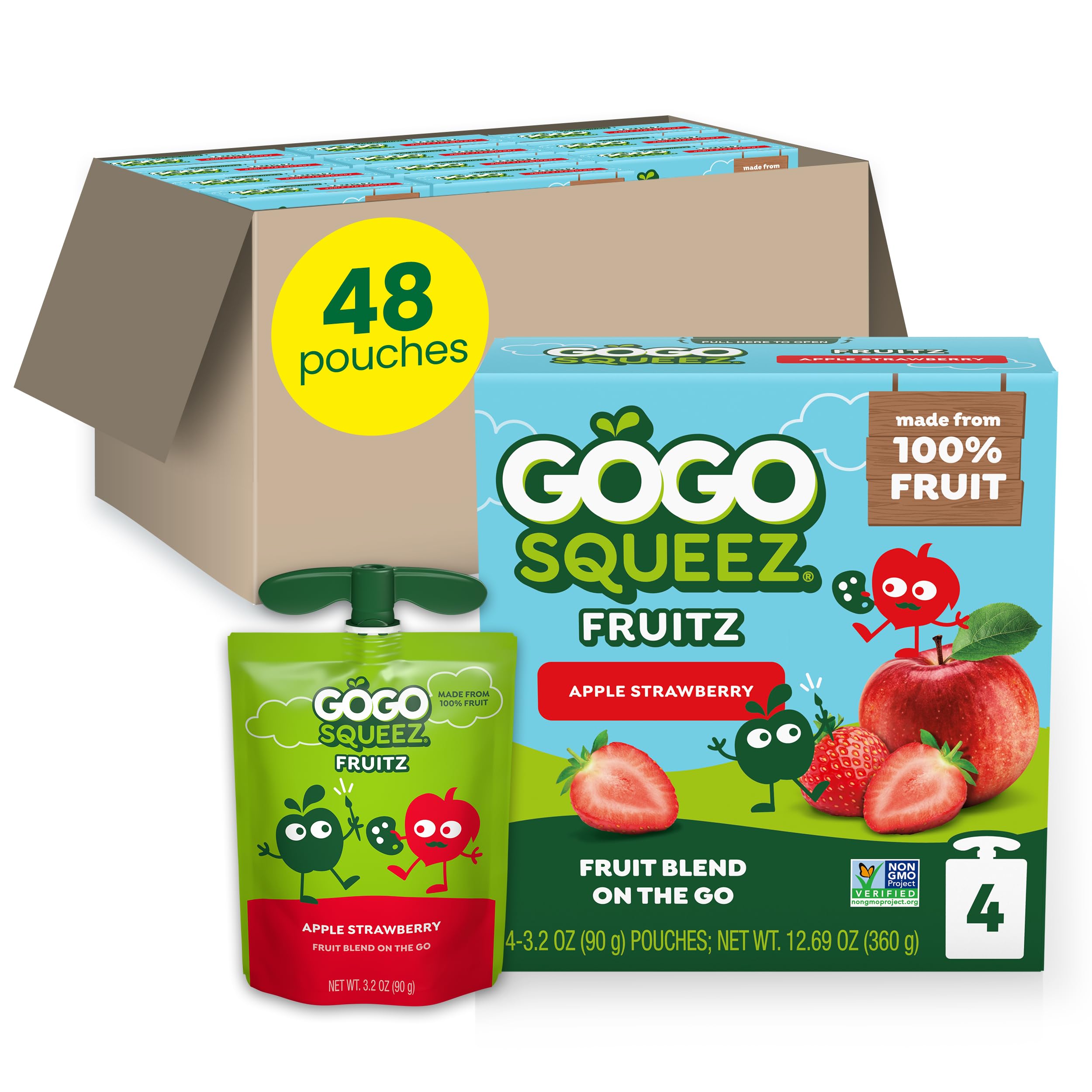 GoGo squeeZ Apple Strawberry pouch for on-the-go, mess-free snacking.