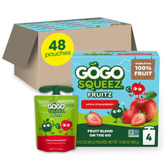 GoGo squeeZ Apple Strawberry pouch for on-the-go, mess-free snacking.