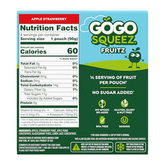 GoGo squeeZ Apple Strawberry pouch with recloseable cap, ideal for busy families.