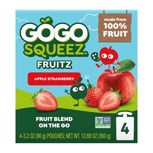 GoGo squeeZ pouch displaying Non-GMO verification and allergen safety.