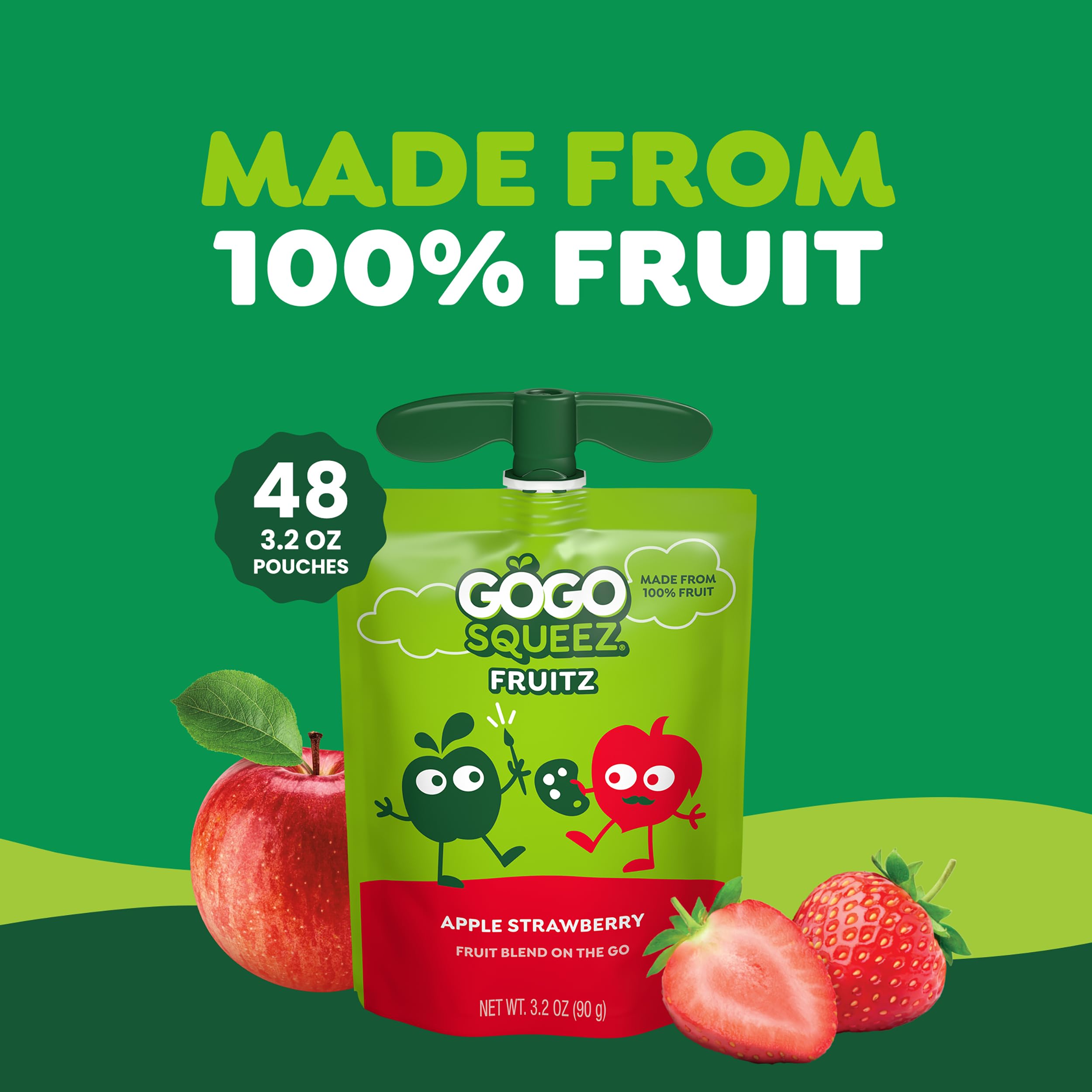 BPA-free GoGo squeeZ pouch supporting allergen-free snacking.