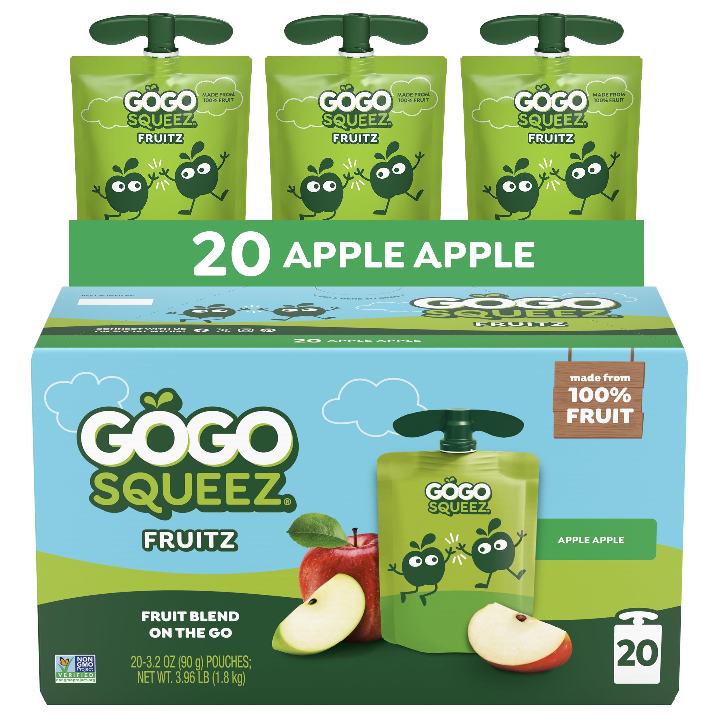 GoGo squeeZ Apple Apple pouch for kids on the go with mess-free snack