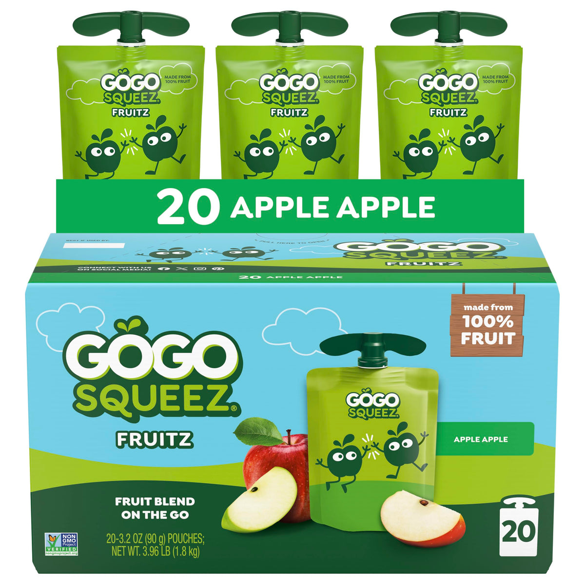 GoGo squeeZ Apple Apple pouch for kids on the go with mess-free snack