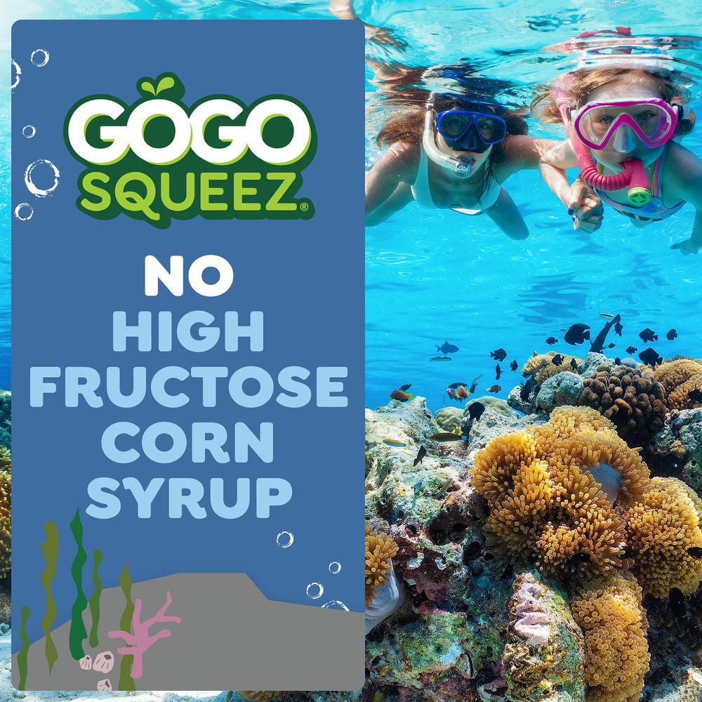 GoGo squeeZ Harbor Seal pouch; no added sugar and 100% fruit for a clean option.