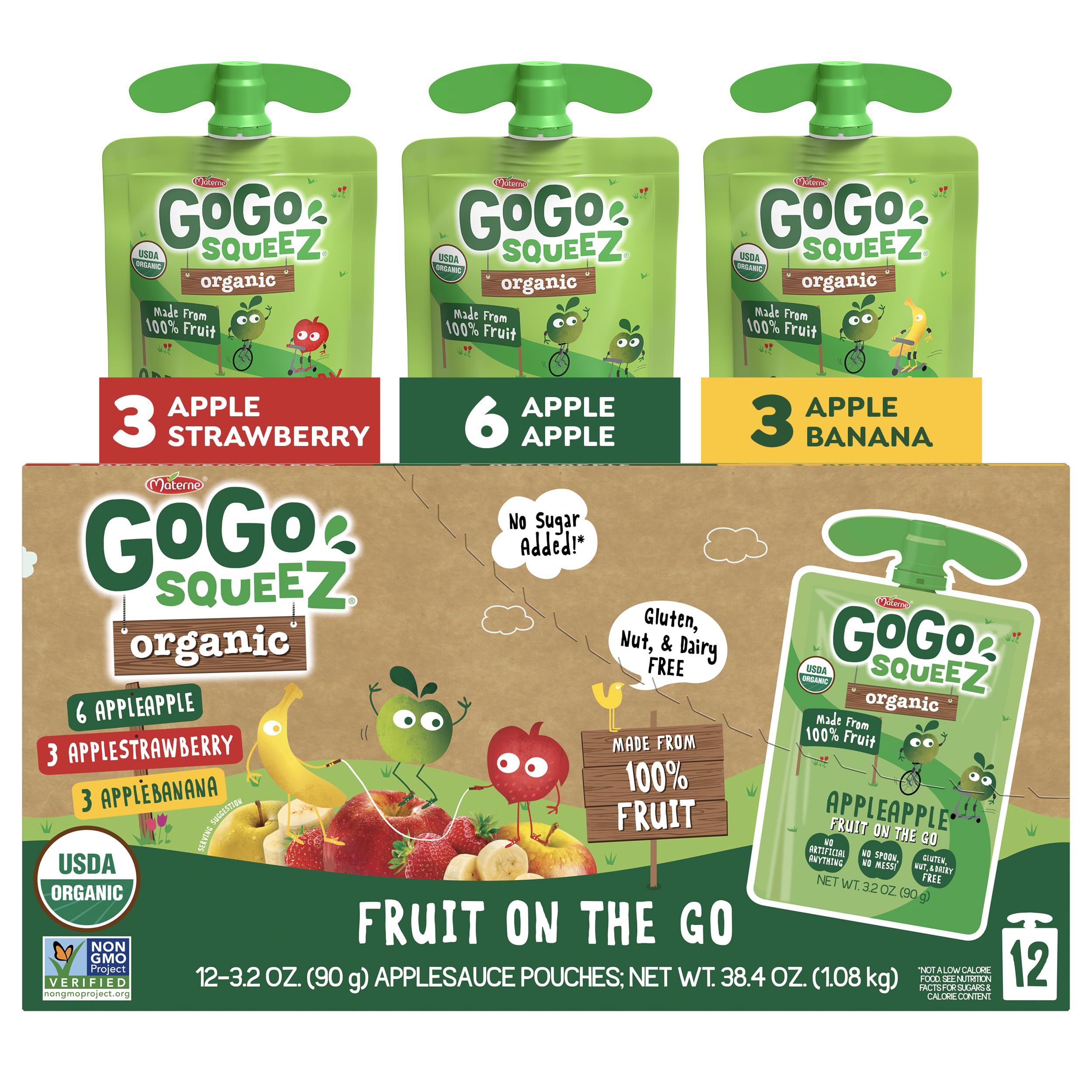 GoGo squeeZ organic applesauce apple pouch for easy, mess-free on-the-go snacking