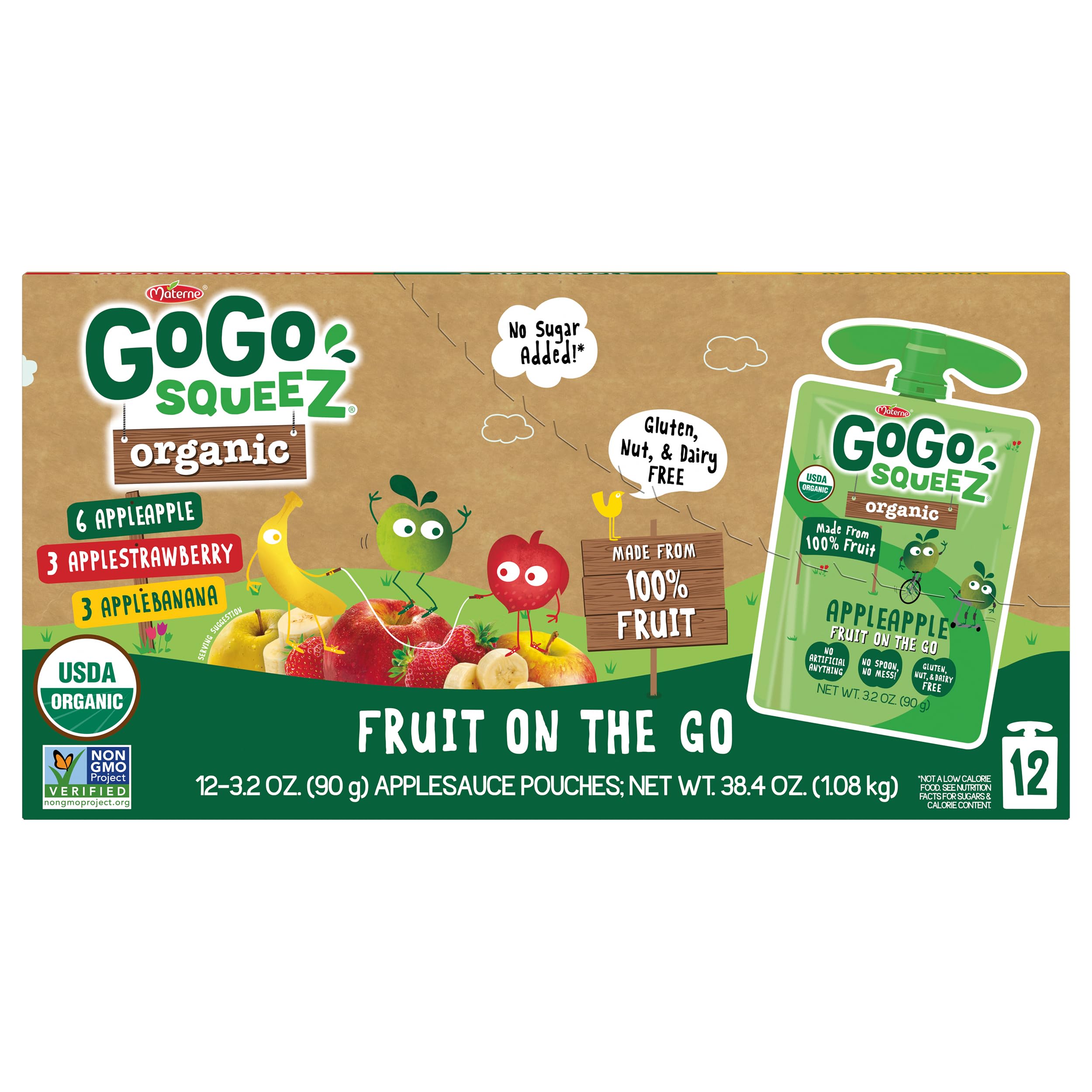 GoGo squeeZ pantry-safe pouch with no refrigeration needed for convenience