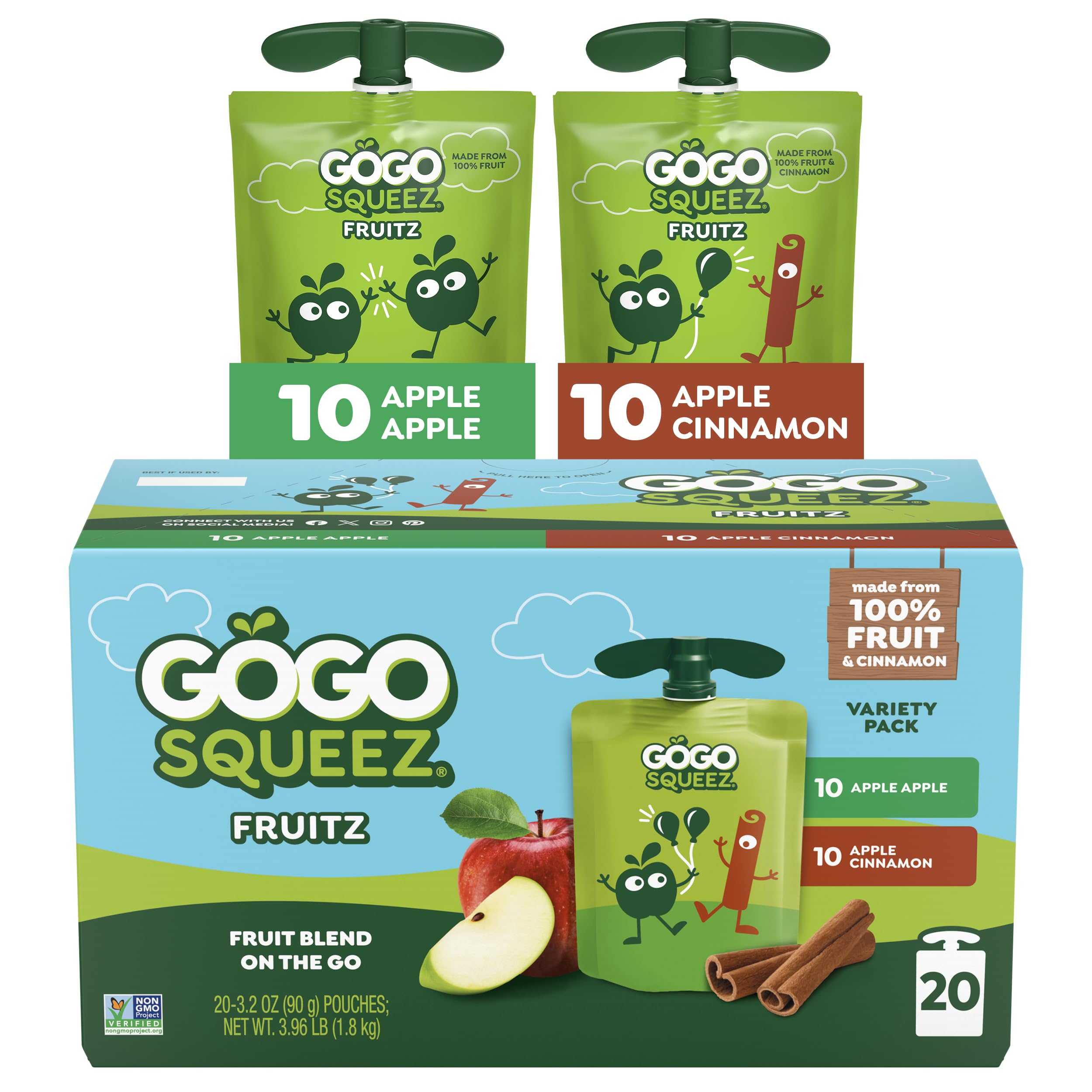 GoGo squeeZ Apple Apple fruit on the go pouch offers mess-free snacking
