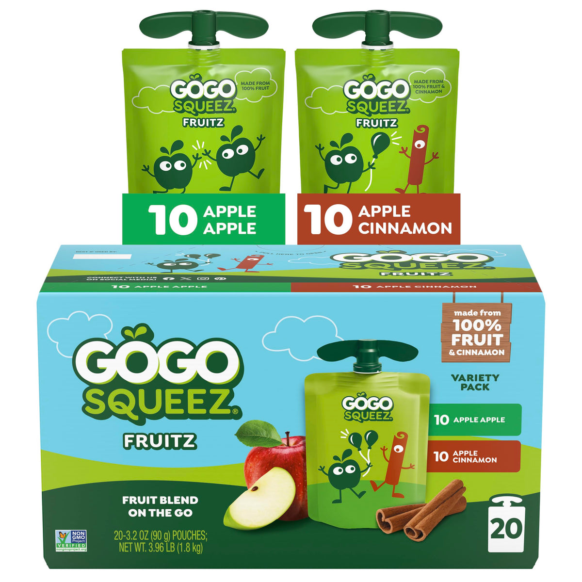 GoGo squeeZ Apple Apple fruit on the go pouch offers mess-free snacking