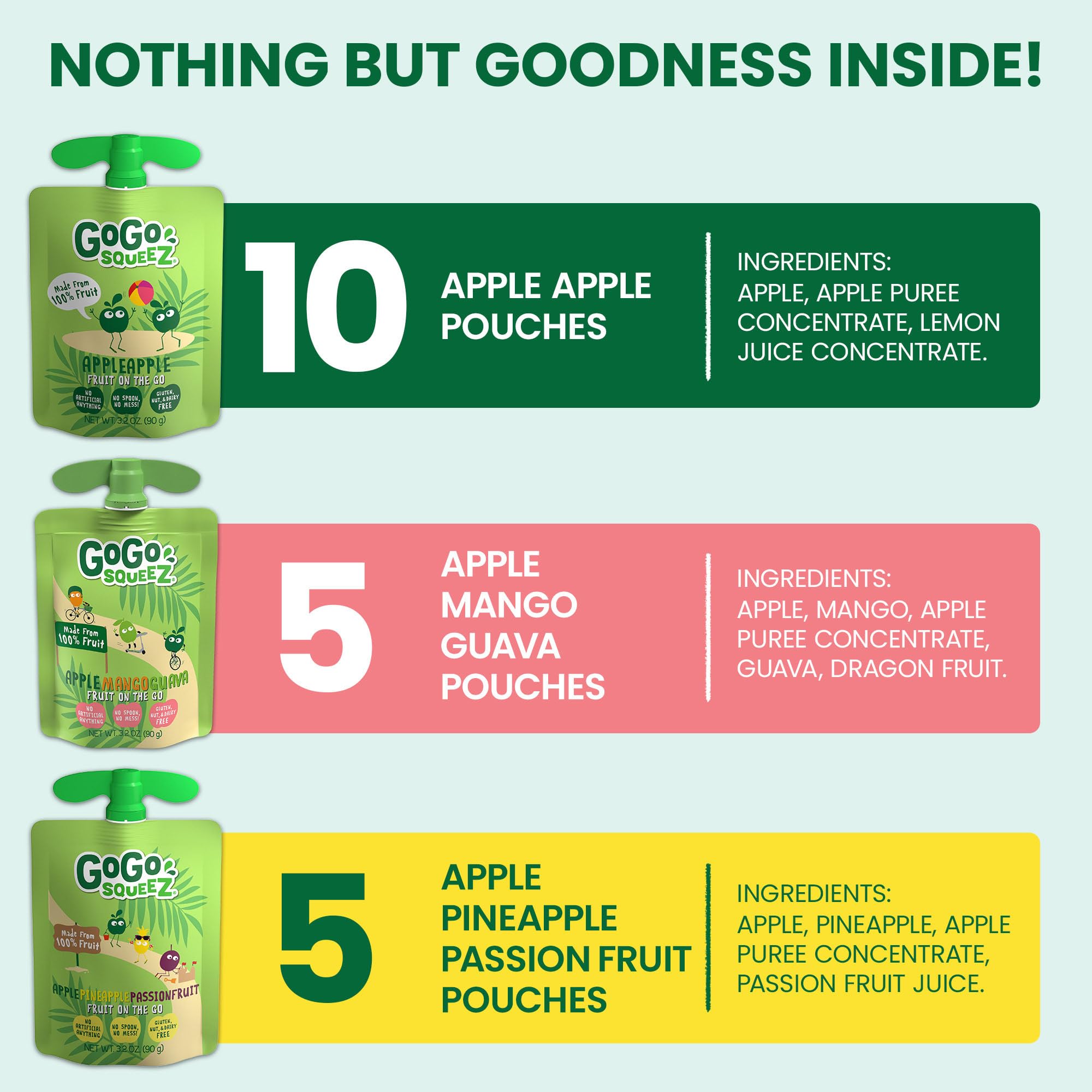 GoGo squeeZ pouch with built-in straw for quick snacking