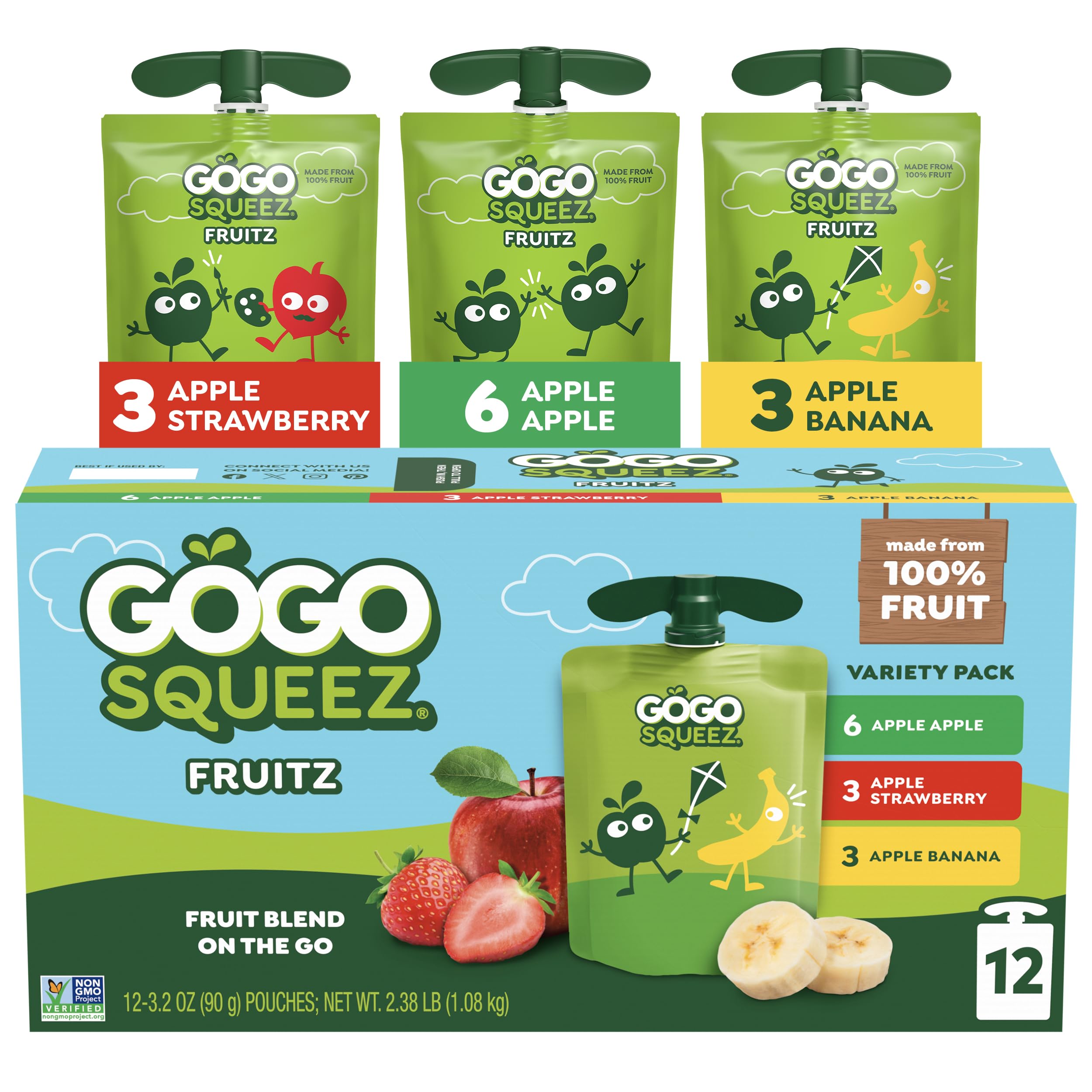 GoGo squeeZ Apple Apple pouch for on-the-go snacking, mess-free and kid-friendly.