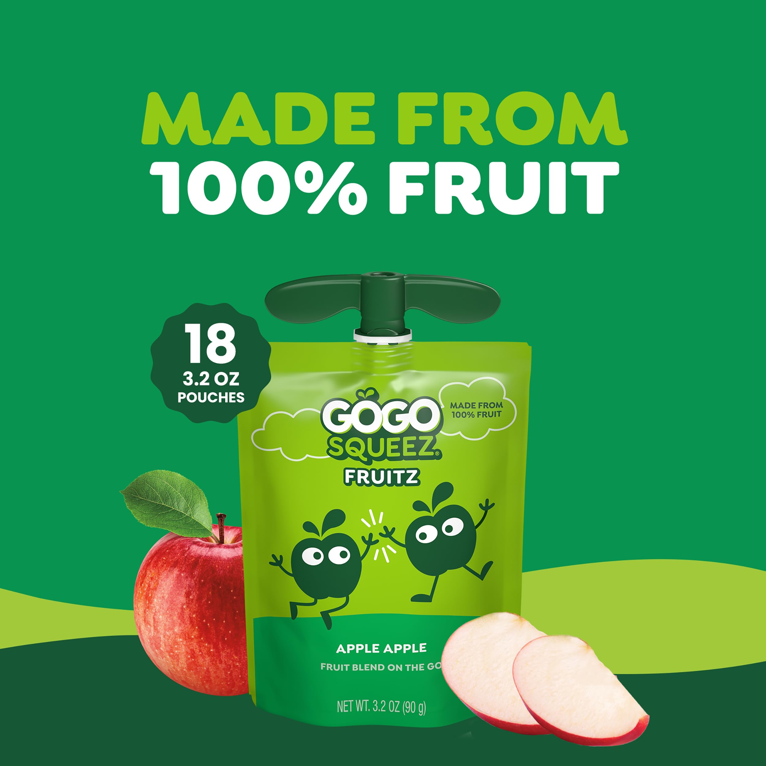 GoGo squeeZ BPA-free pouch with recloseable cap for travel-ready snacking.