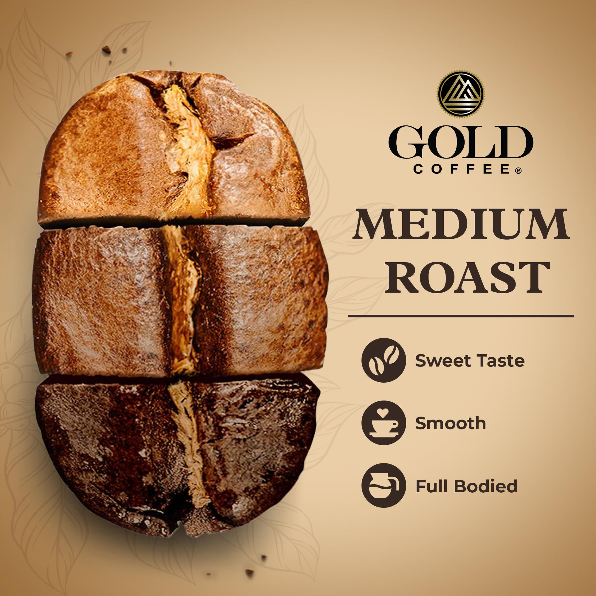 Gold Coffee Kanaloa Premium House Blend cup highlighting a balanced medium roast with caramel and honey notes.