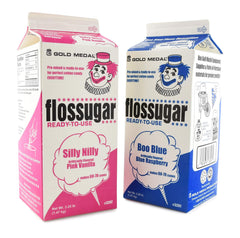 Gold Medal flossugar blue raspberry ready-to-use packaging, bold flavor and color.