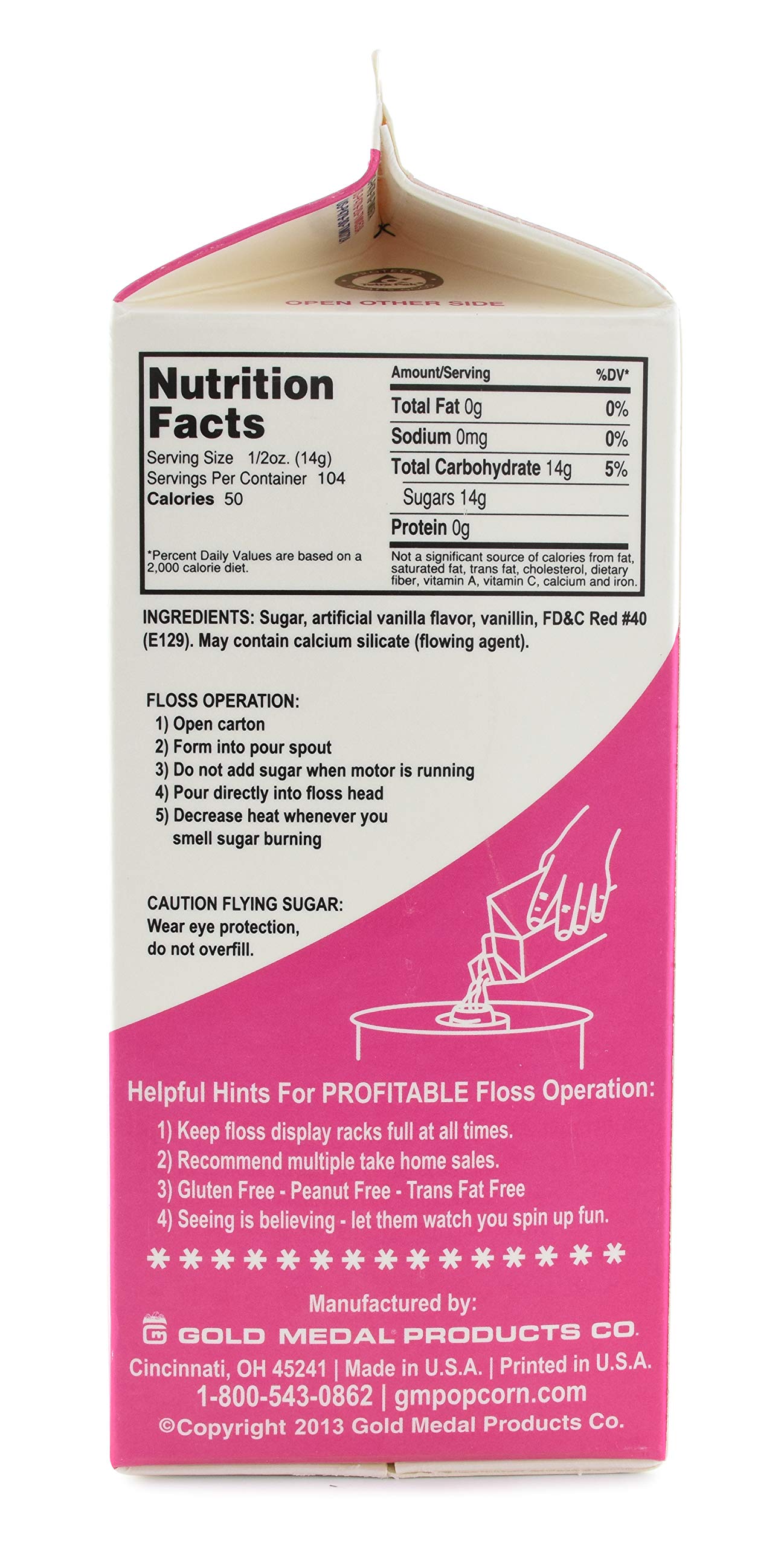 Gold Medal flossugar pink vanilla fresh mix, rich colors for cotton candy.