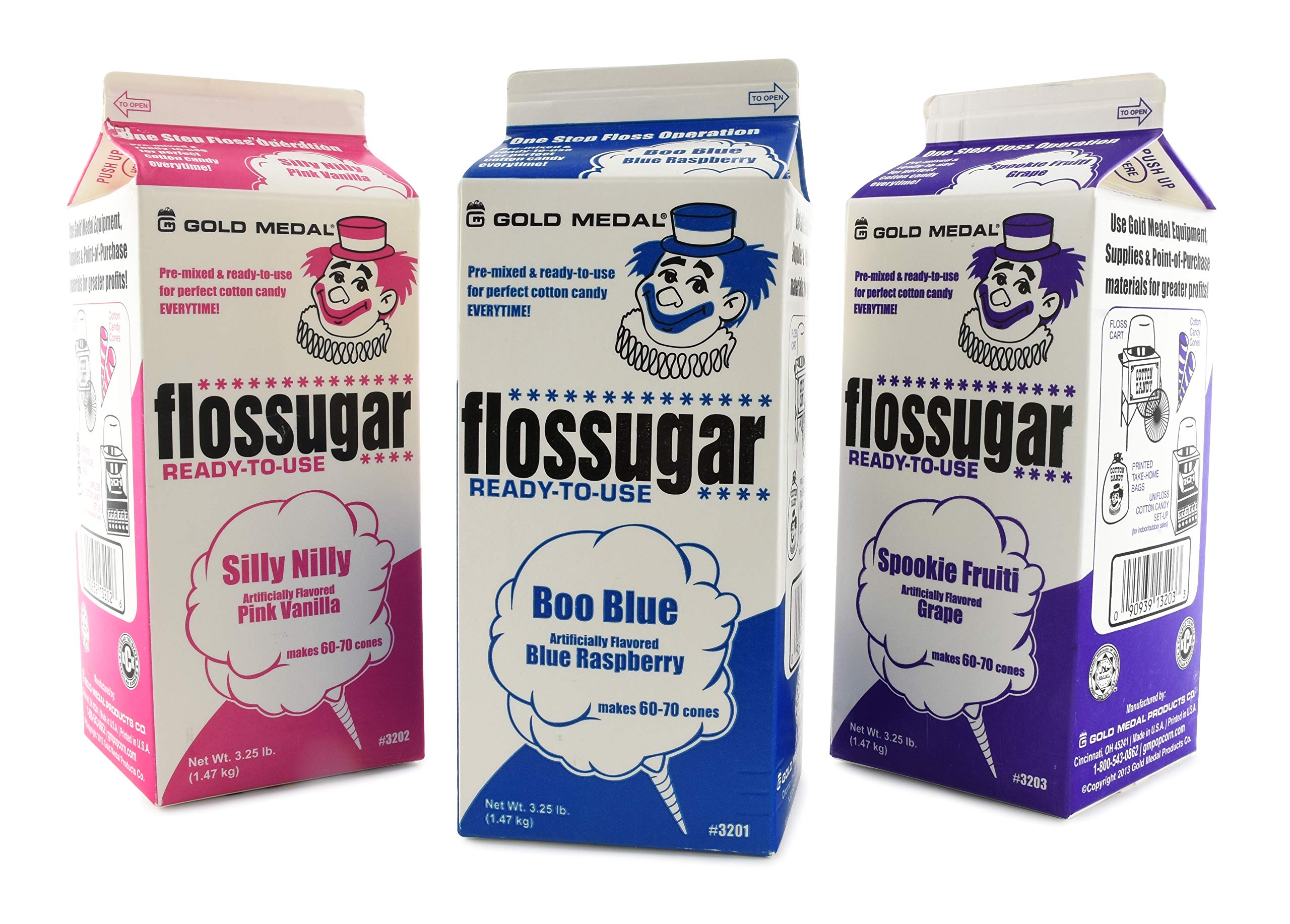 Gold Medal cotton candy sugar in blue raspberry for vibrant, crowd-pleasing cones.