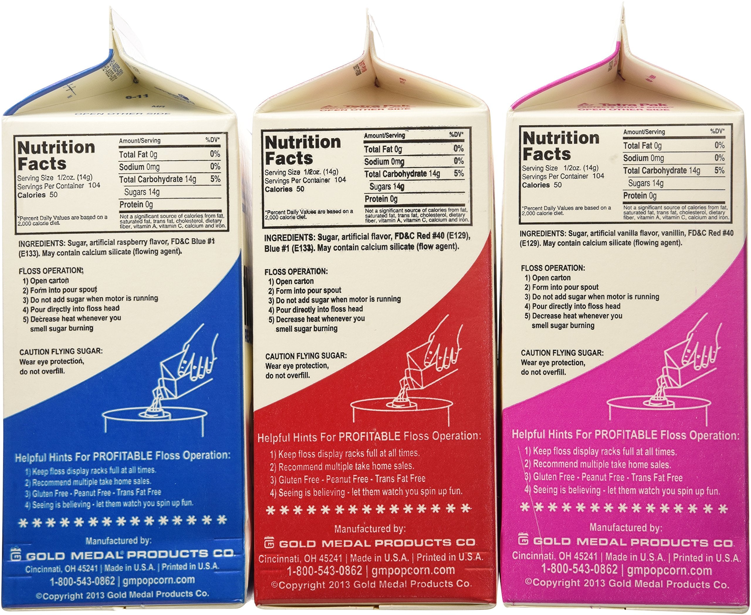 Gold Medal cotton candy sugar in pink vanilla and cherry for colorful party desserts