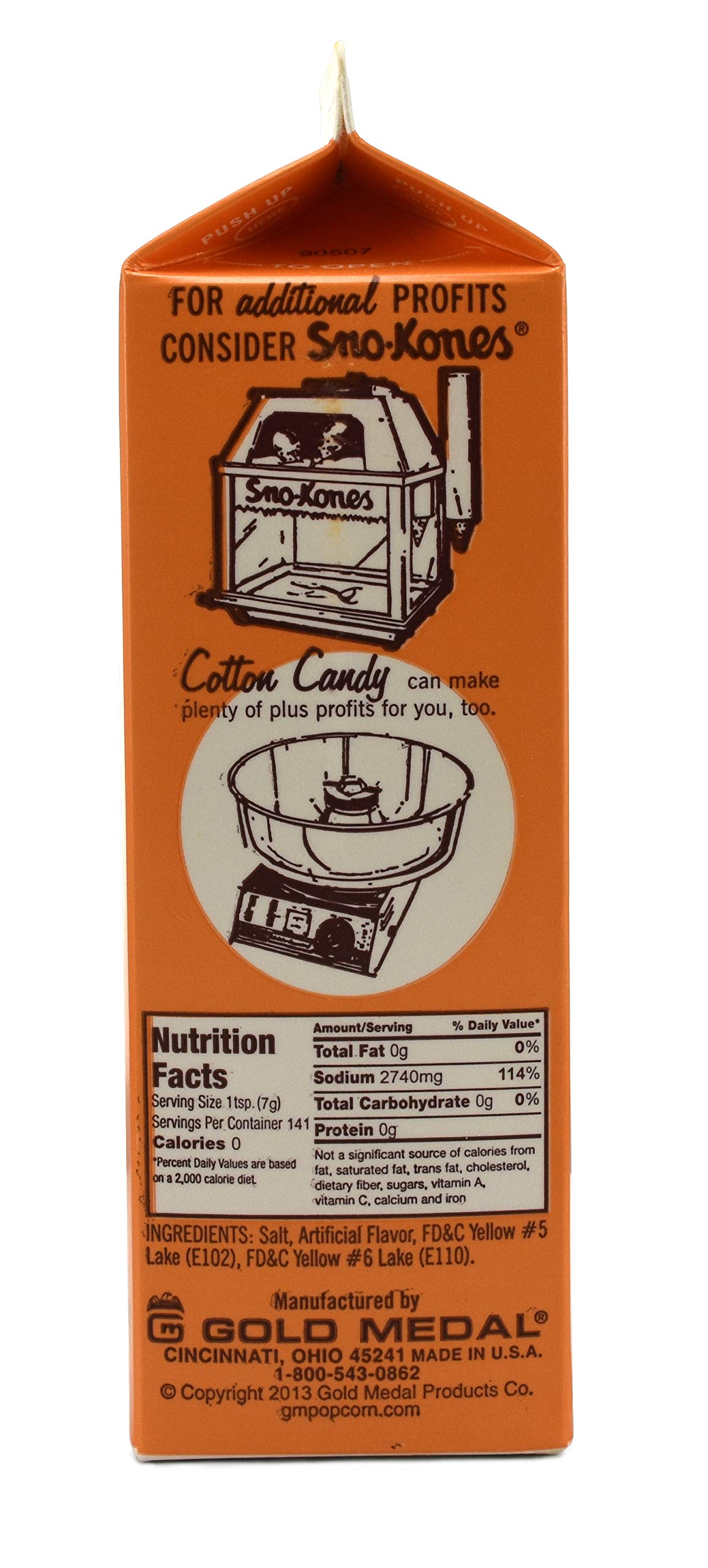 Gold Medal Flavacol 35 oz size lasts hundreds of batches for efficient service.