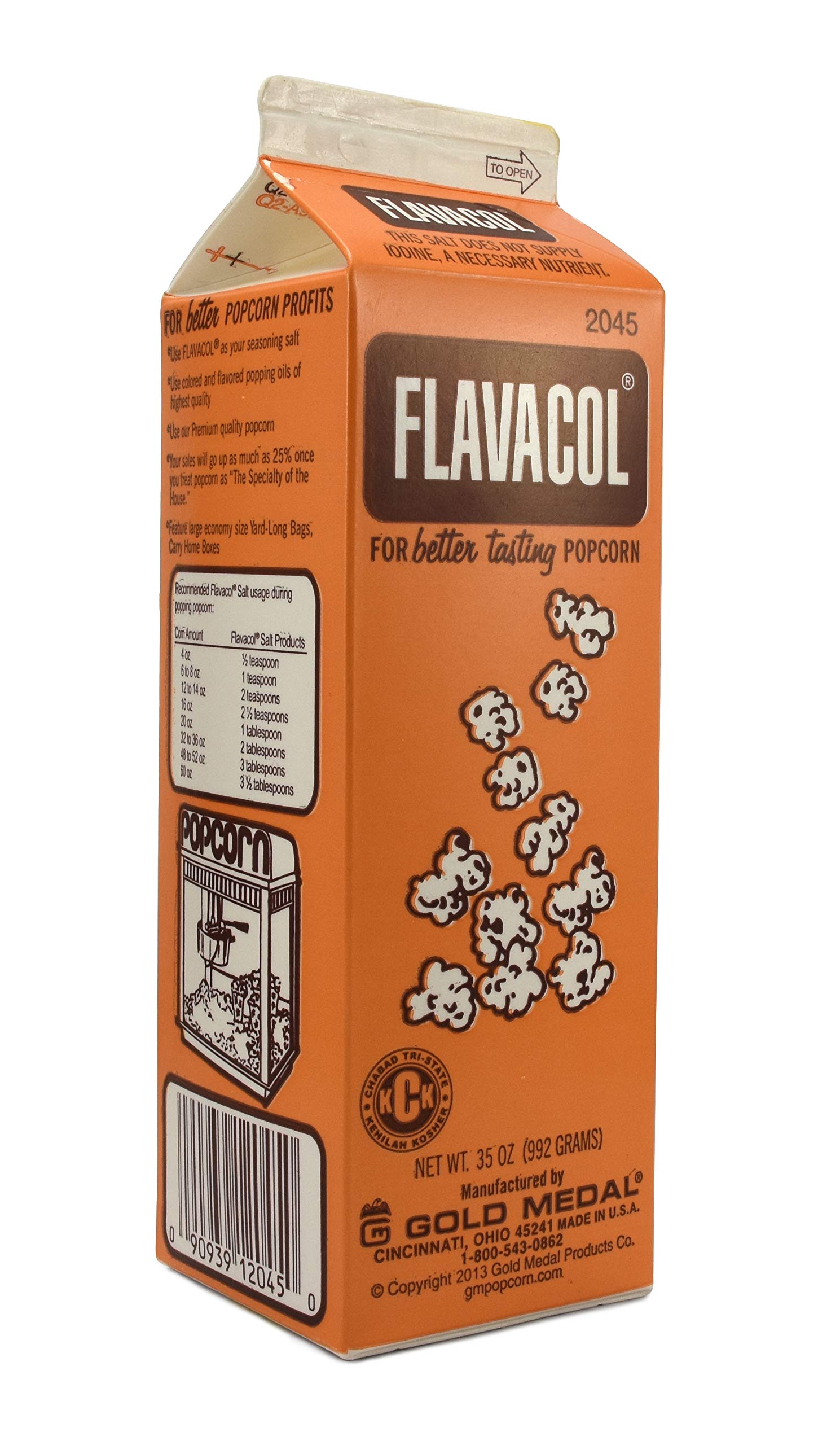 Gold Medal Flavacol popcorn salt pour demonstrates easy seasoning control.