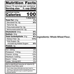 Gold Medal Whole Wheat Flour label closeup, 5 lb bag for easy stocking
