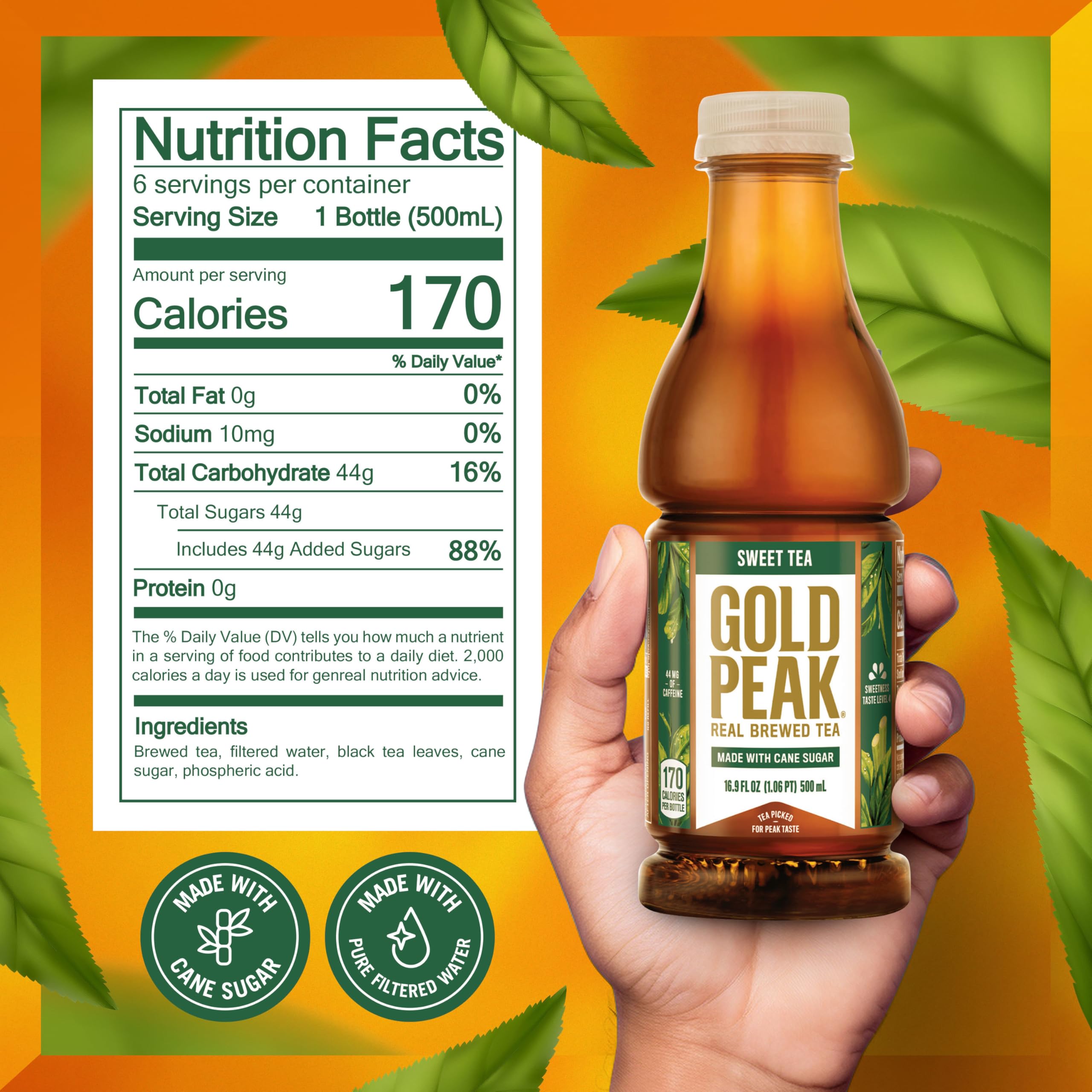 Gold Peak Sweet Tea bottle on kitchen counter for quick refreshment.