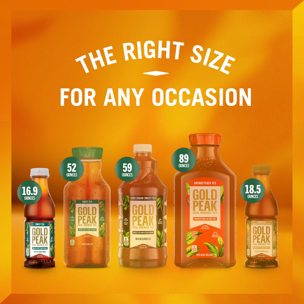 Gold Peak Sweet Tea bottles beside a grocery cart for easy meals.
