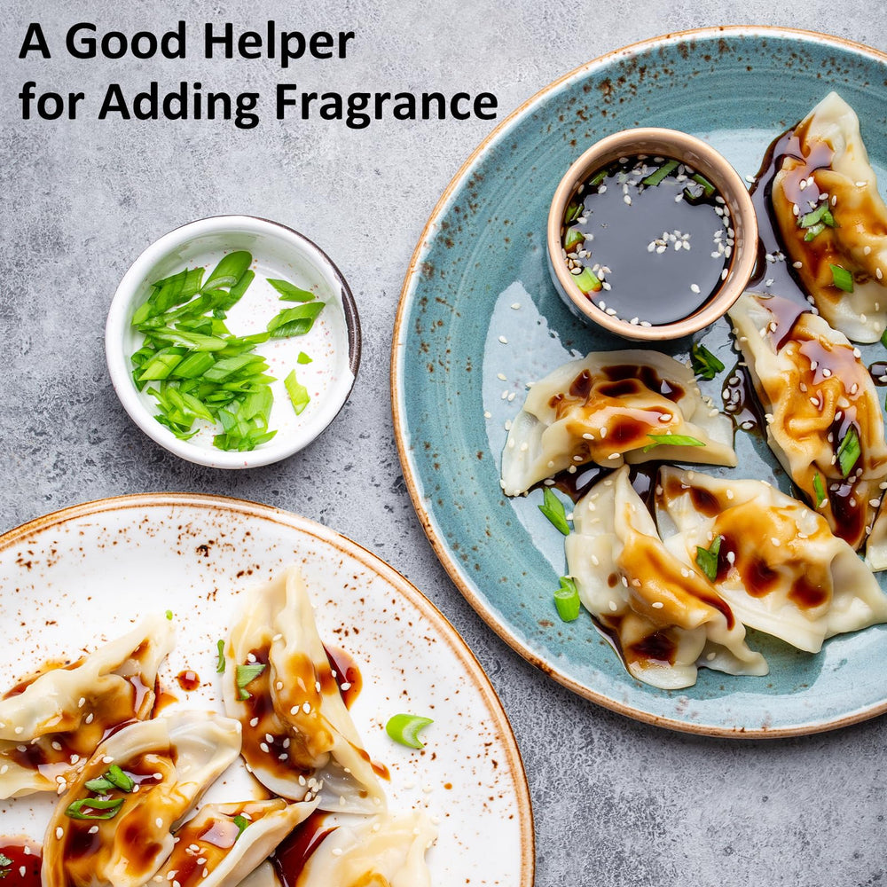Egg rolls plated with Gold Plum Chinkiang Vinegar for smoky finish.