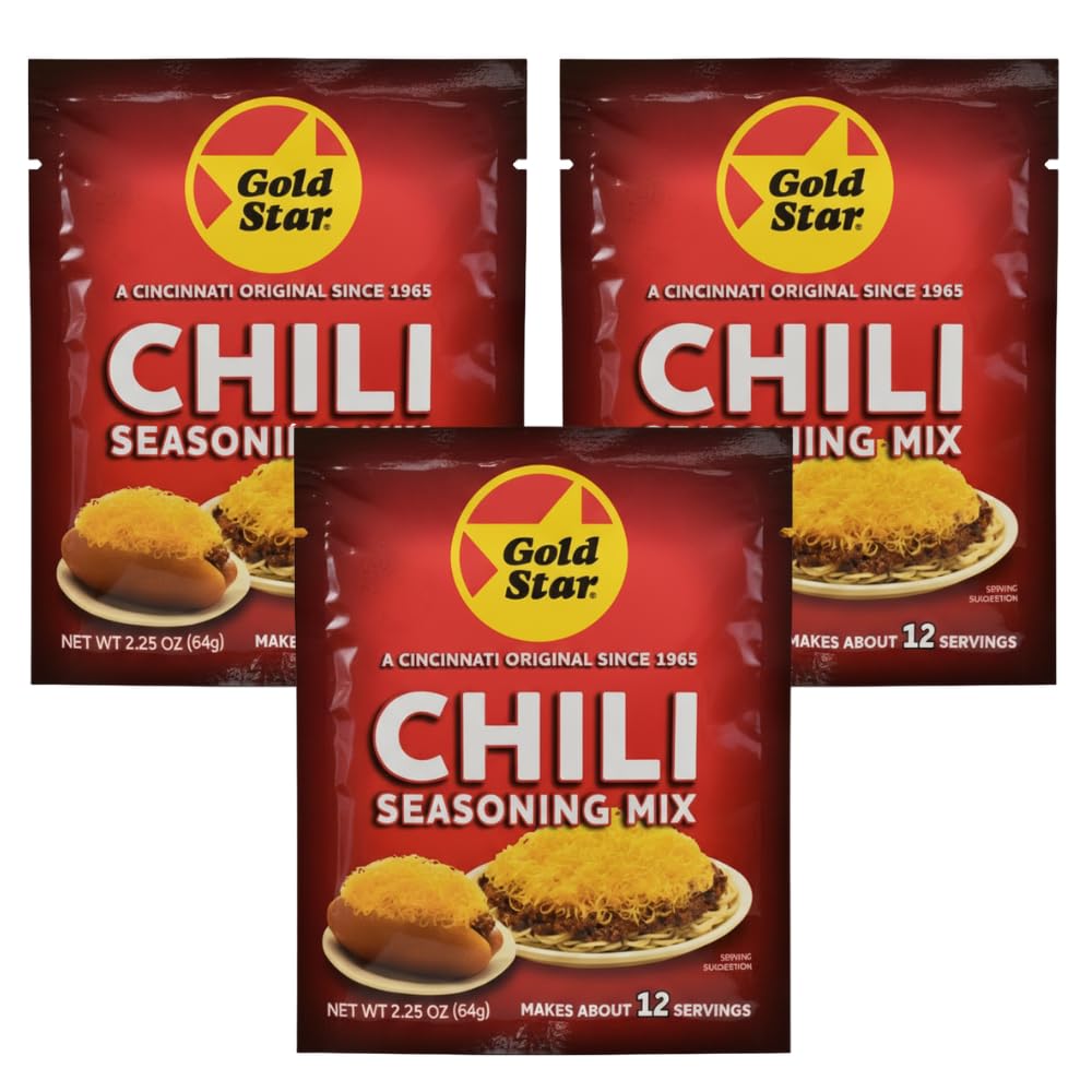 Gold Star Chili packets front view in a 3-pack for quick weeknight dinners