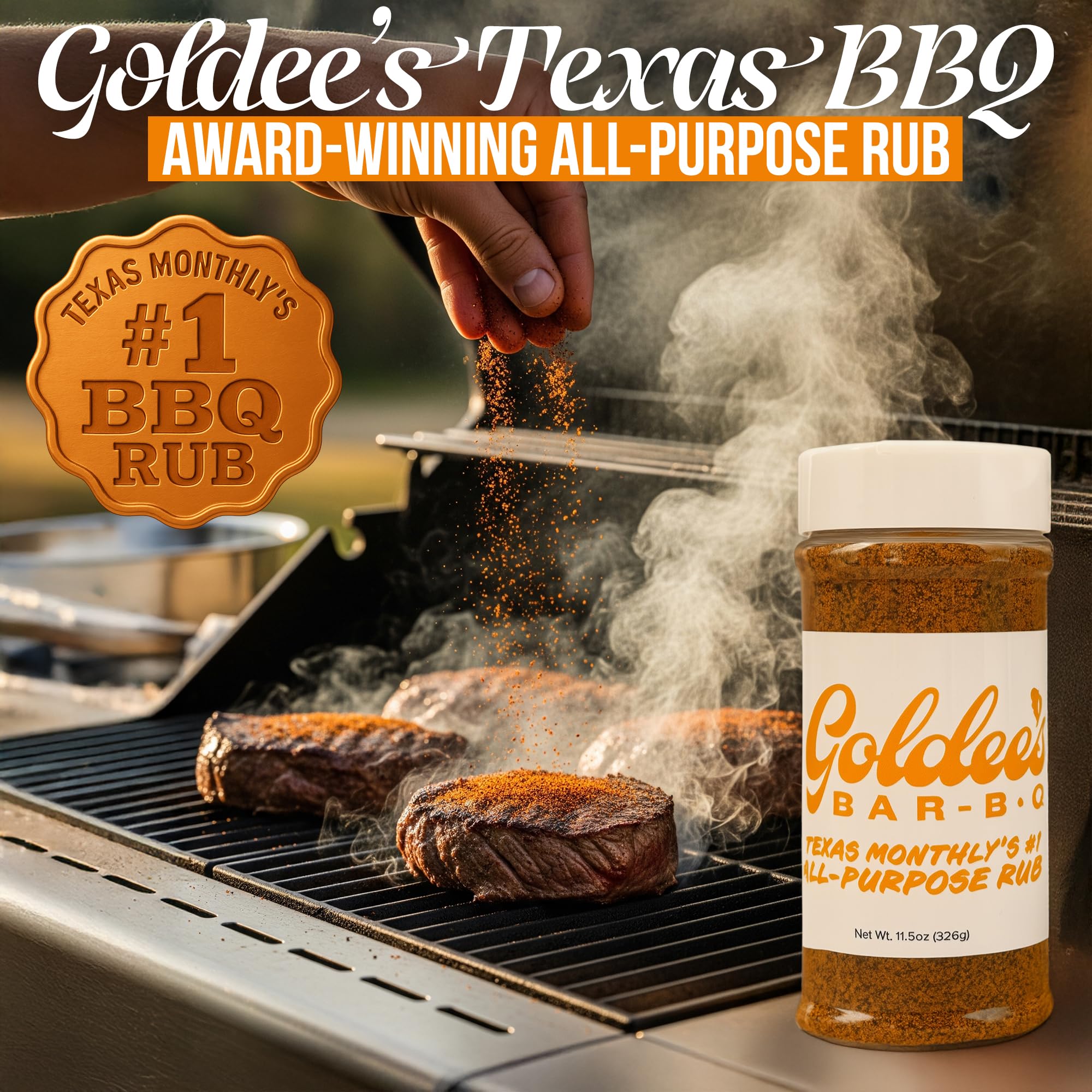 Goldee's rub on grilled meats enhances savory notes and caramelization.
