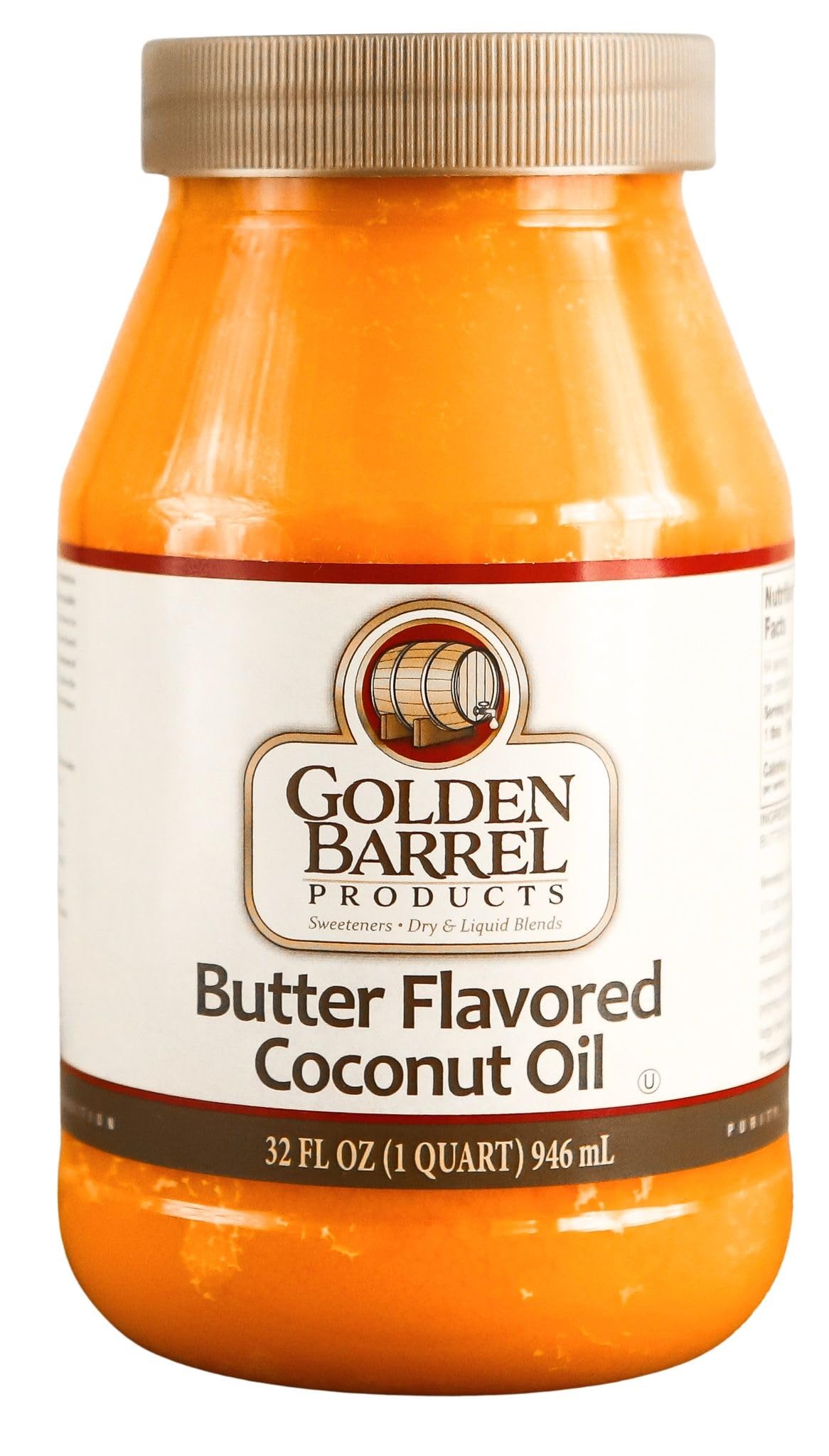 GOLDEN BARREL butter-flavored coconut oil bottle for baking and popcorn